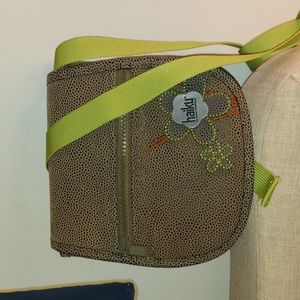 Haiku Crossbody Bag Floral Brown Vegan Leather Handbag Purse With Leaf Design